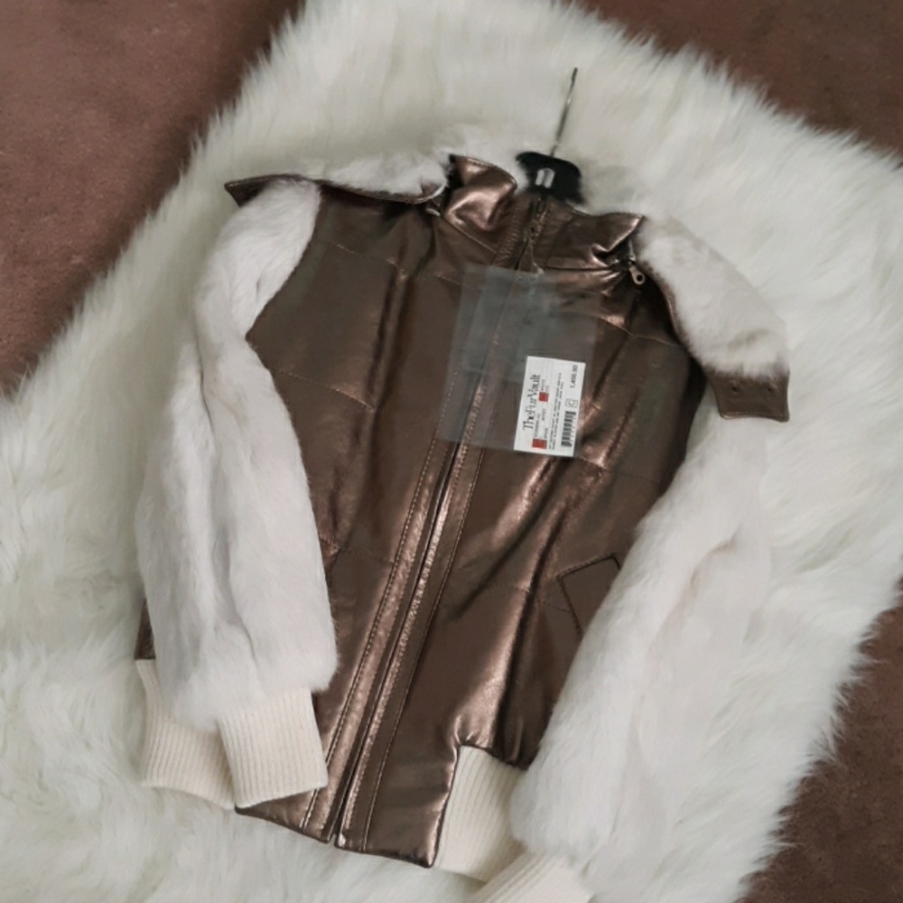 RARE,VINTAGE, Leather Jacket with knitted waist